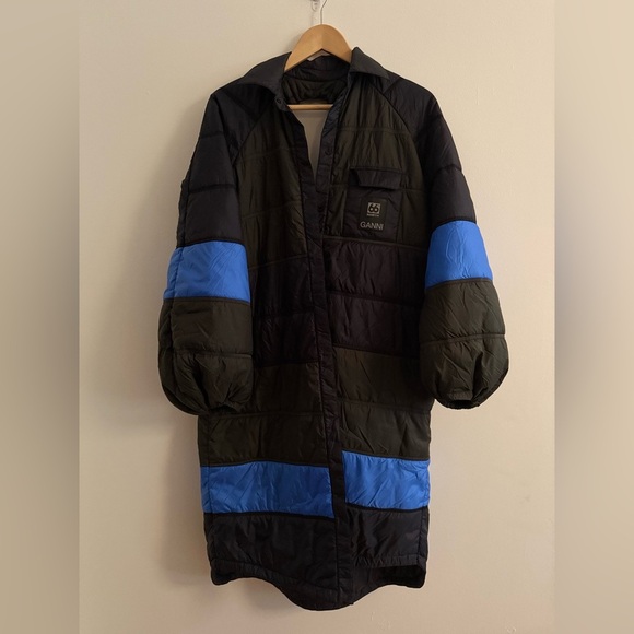 GANNI X66°NORTH Vatnajökull Quilted Black Green Open Back Puffer Coat Dress XS/S - Picture 10 of 12